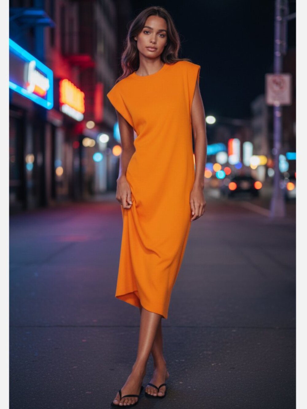 NWOT ZARA  Midi  Bodycon Maxi Dress Ribbed  Tangerine Orange Small Stretch